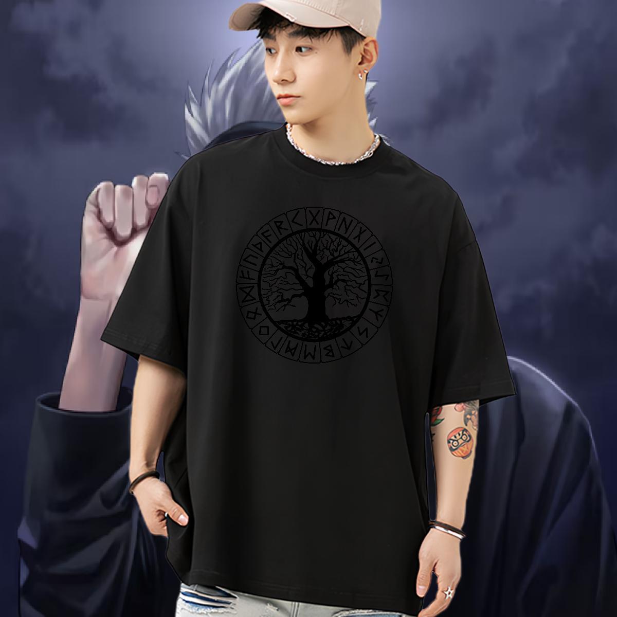 Classic T Shirts Men 230g Cotton tree Daily Wear Tshirts Pure Cotton Wholesale Men Tees DIY Logo Oversized