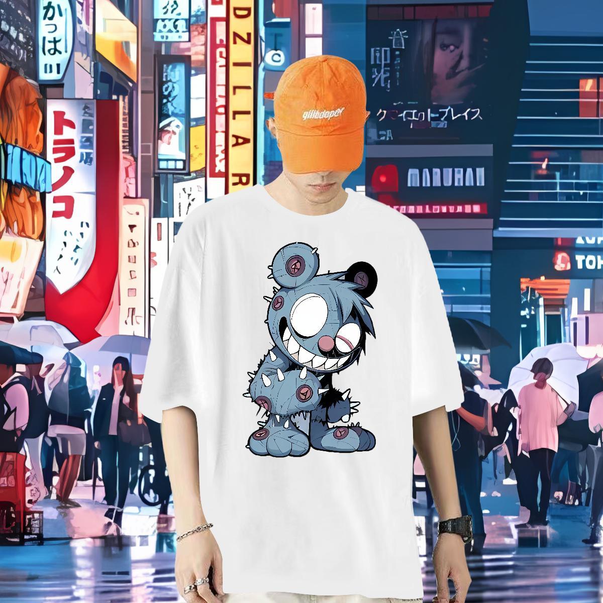 Designer T Shirts Men 100% Cotton 230g bear Sports Casual Tshirts Breathable Short Sleeve TOP Quality Men Tees Plus Size Cartoon