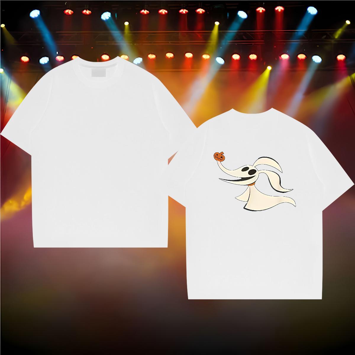 Designer Men T Shirts 230g 100% Cotton halloween Casual Clothes Breathable Crew Neck Loose Tshirt for Man Woman White Plus Size