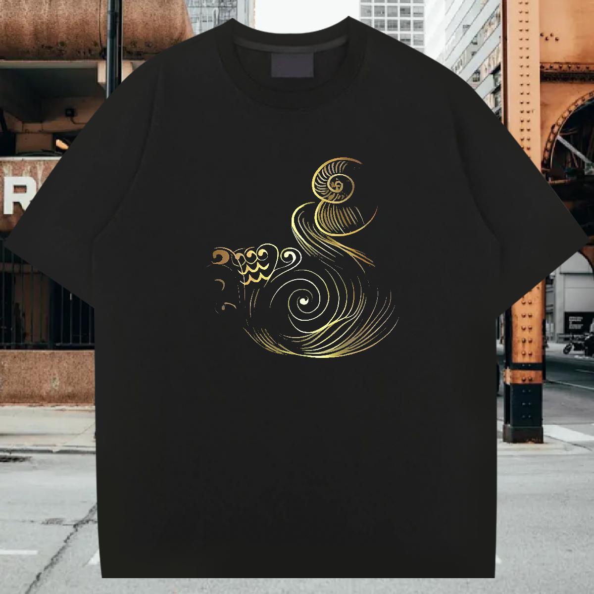 T Shirt For Man 230g Pure Cotton line drawing High Street Hip Hop Crew Neck DIY Logo Oversized Men Tops Tees Classic TOP Quality Polos