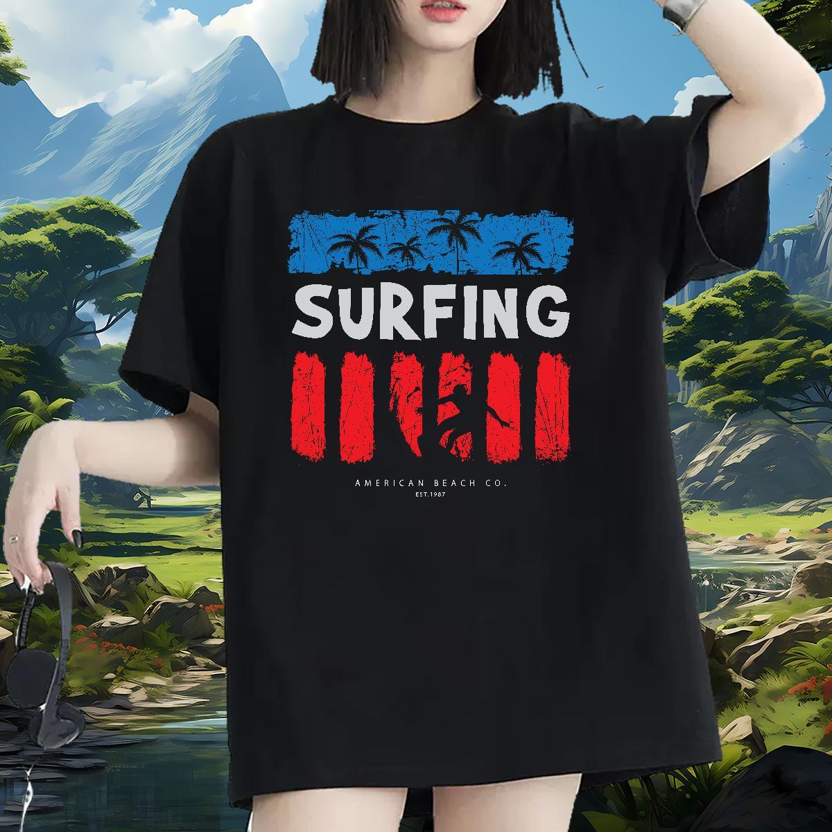 5A T shirt Crew Neck Women Tshirts Floral Print tree Sport 230g 100% Cotton Casual New Polos