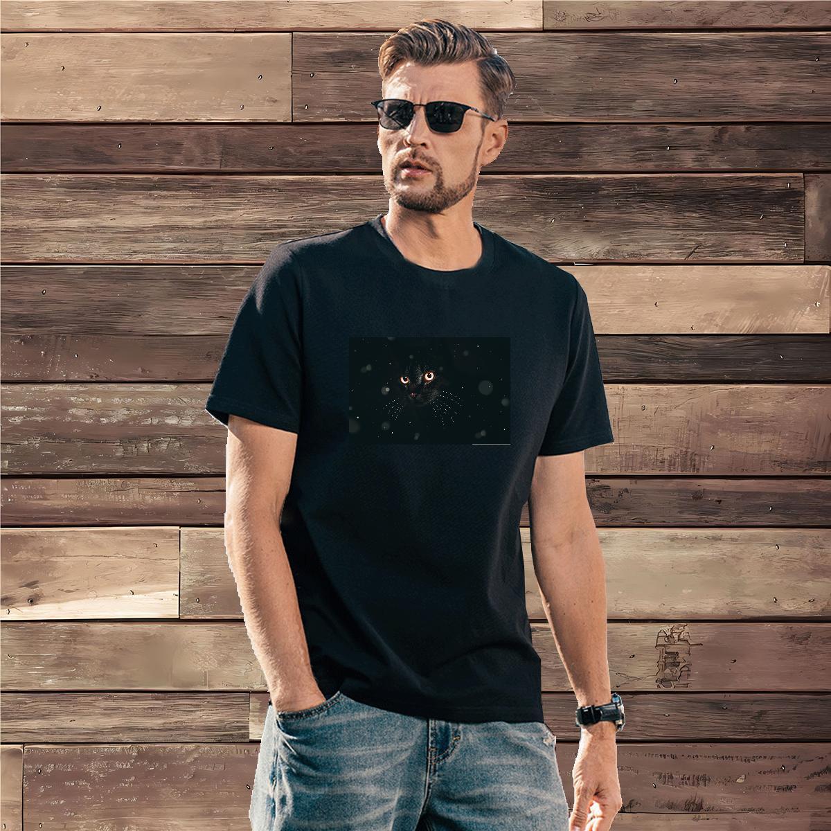 Men T Shirts 230g Cotton cat Street wear Hip Hop Short Sleeve O-Neck Customized Men Clothes T-Shirt Wholesale Soft Polos