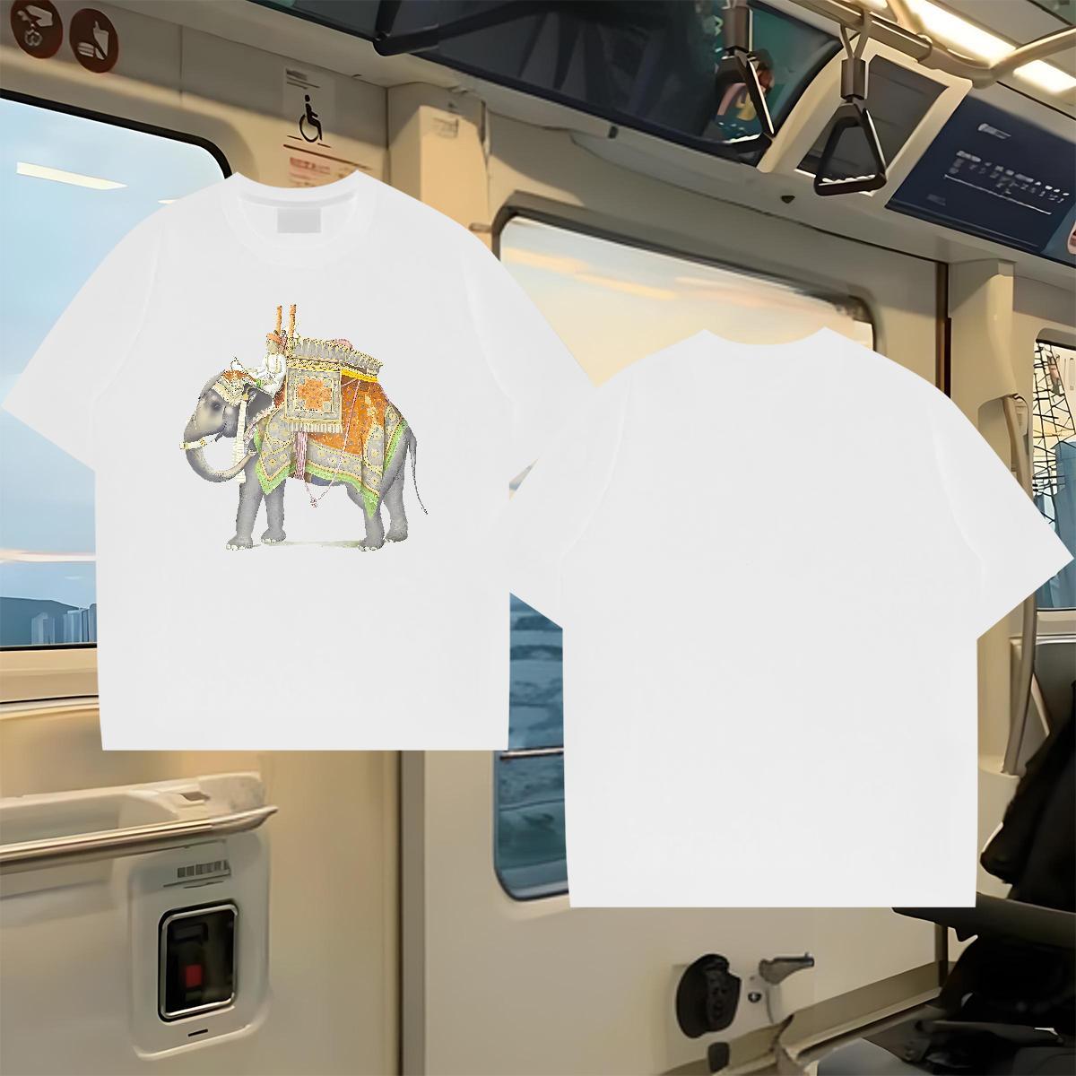 New Arrival Men T Shirts 230g Cotton elephant Hip Hop Tops Shirt Crew Neck Cool Couples T Shirts White Plus Size
