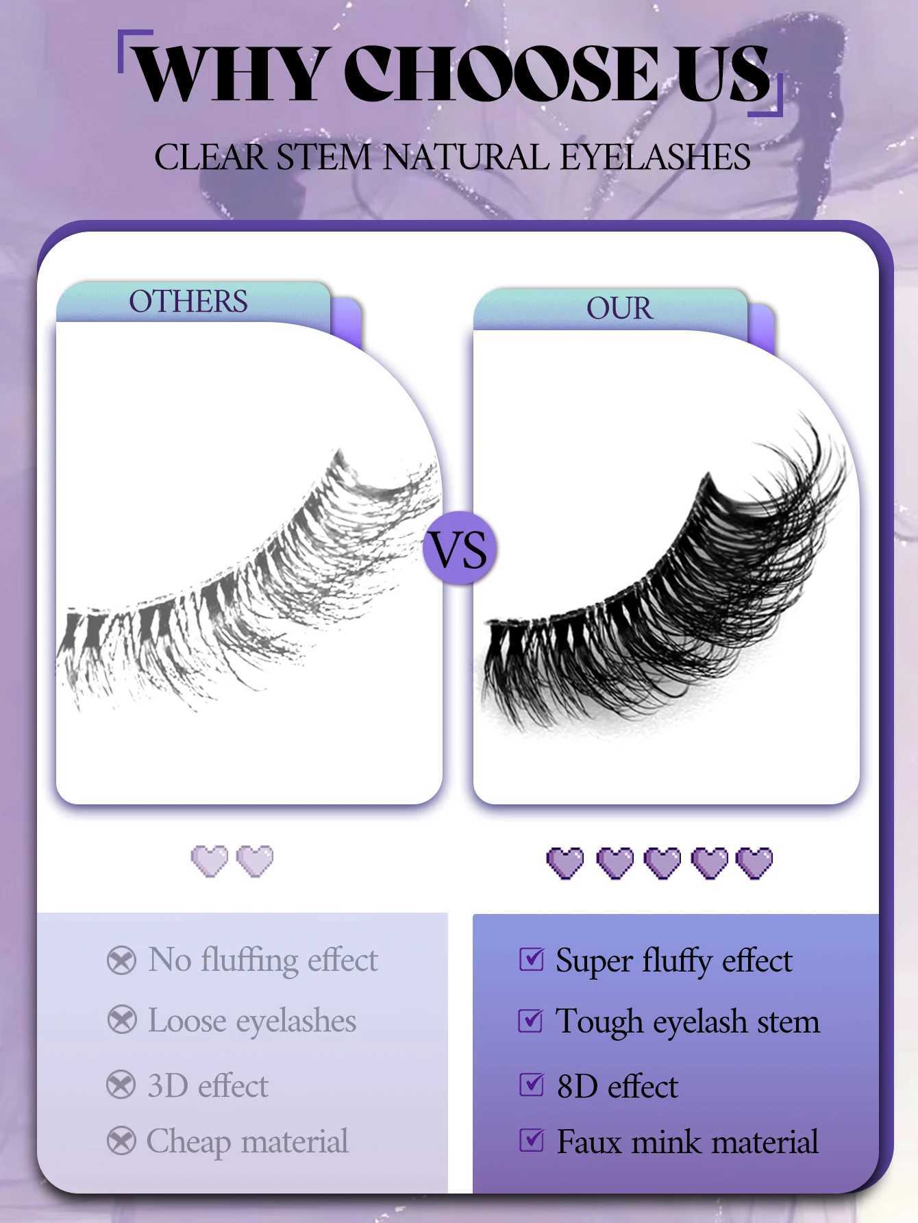 Groinneya Half Eey Eyelash 6 pairs of artificial mink eyelashes cat eye fluffy Wispy transparent dry reusable false eyelash makeup tool W240803