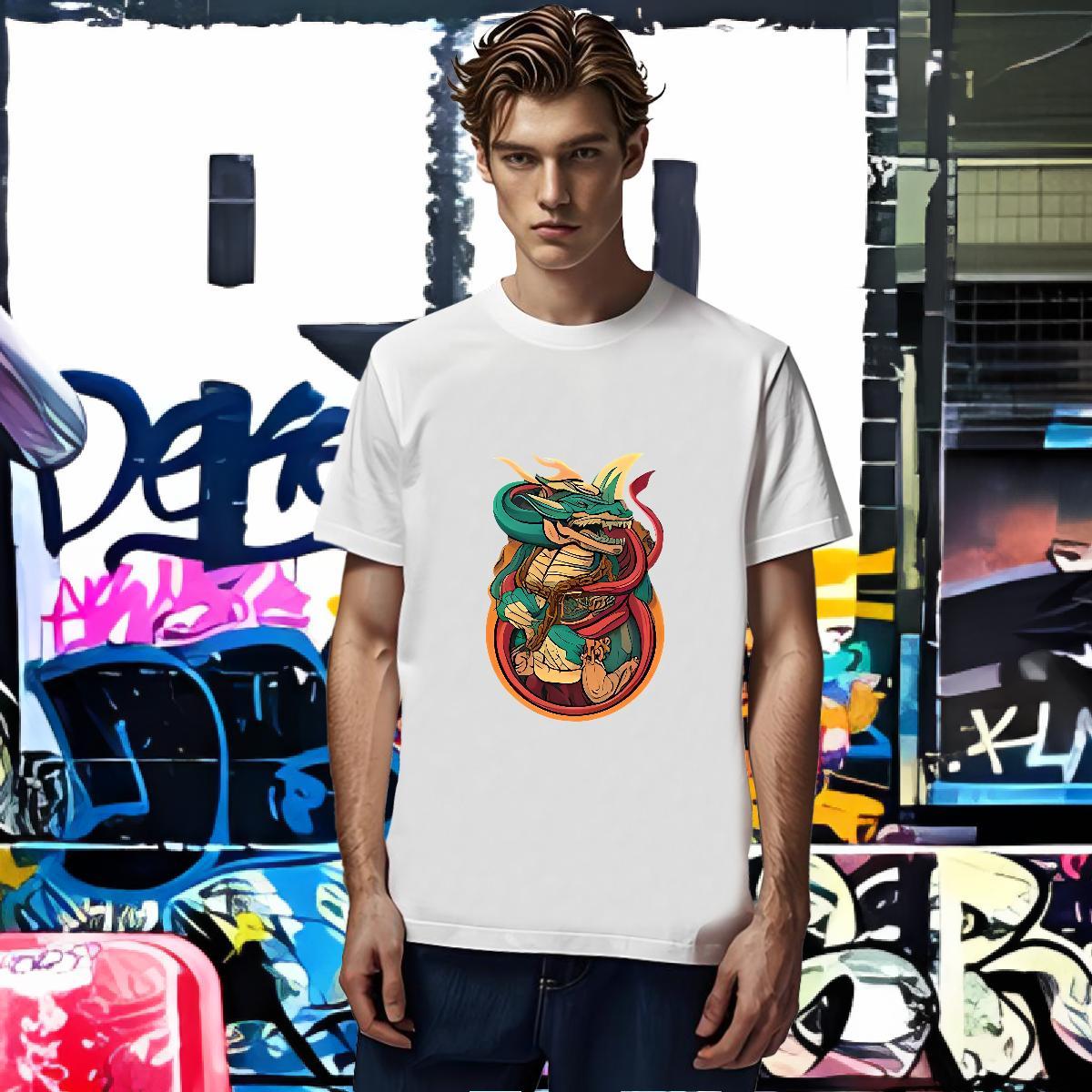 Wholesale Men Tops Tees 230g Pure Cotton dinosaur T Shirts Men High Street Hip Hop Breathable Short Sleeve Floral Print Designer Tops Shirt