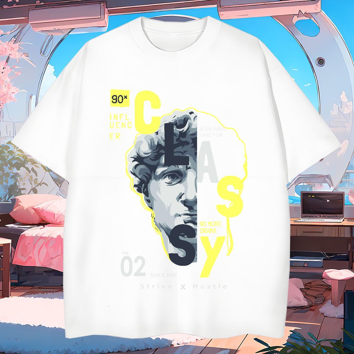 T-Shirts for Men 230g 100% Cotton portrait Spring Summer Breathable Soft DIY Men Tshirts Fashion Casual Unisex Tee Shirt