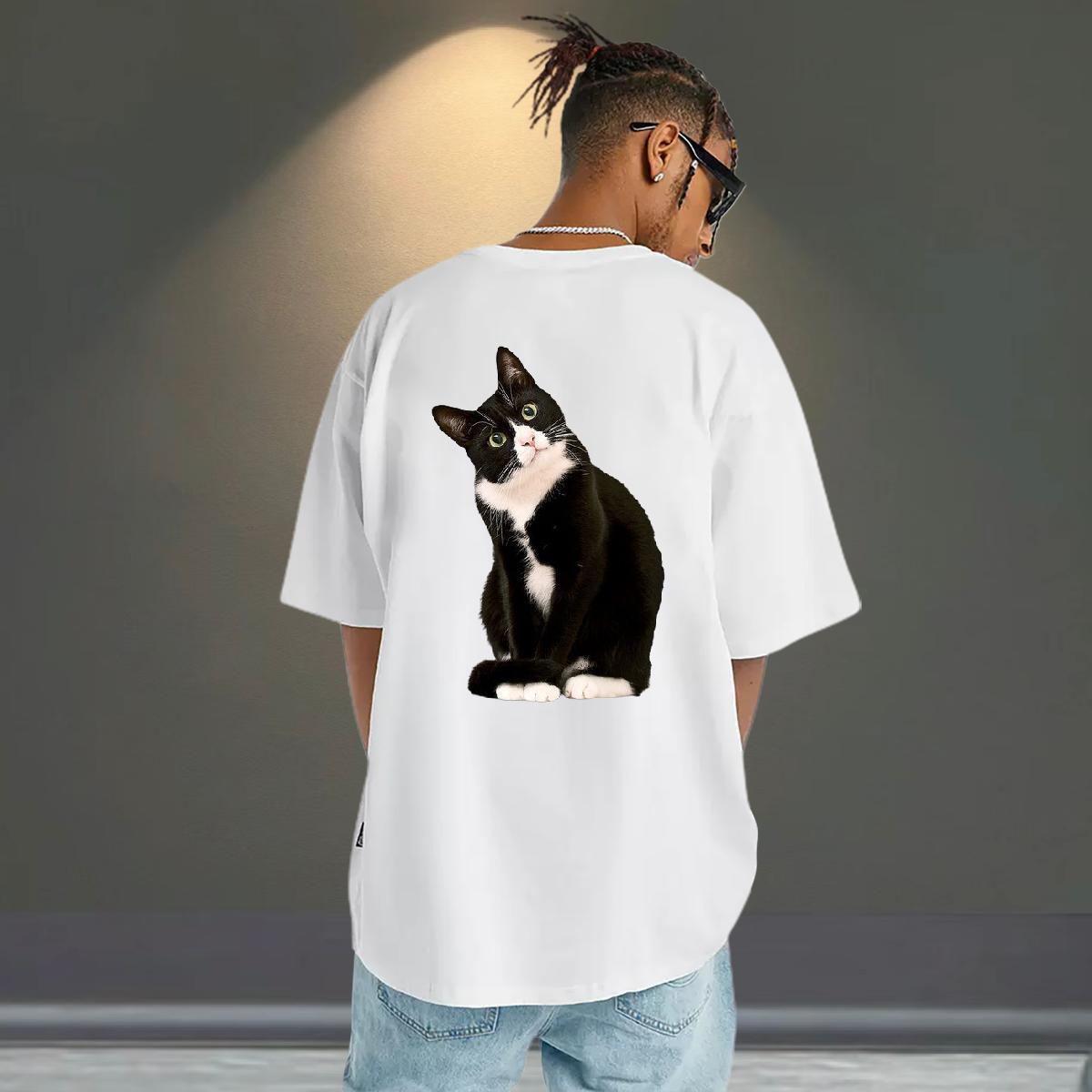 Designer Fashion Man T Shirts 230g Pure Cotton cat Casual Tops Shirt Short Sleeve O-Neck Free Shipping Couples T Shirts Custom Printing