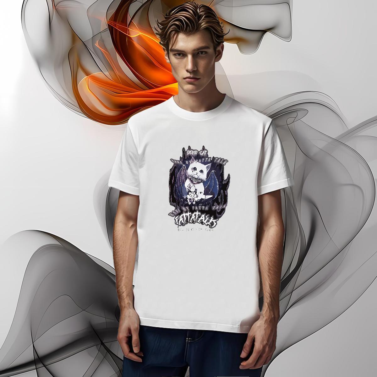 DIY Customized Mens T Shirts 230g Cotton cat Hip Hop Street Tees Breathable Short Sleeve Soft Tshirt for Man Woman Anime Print