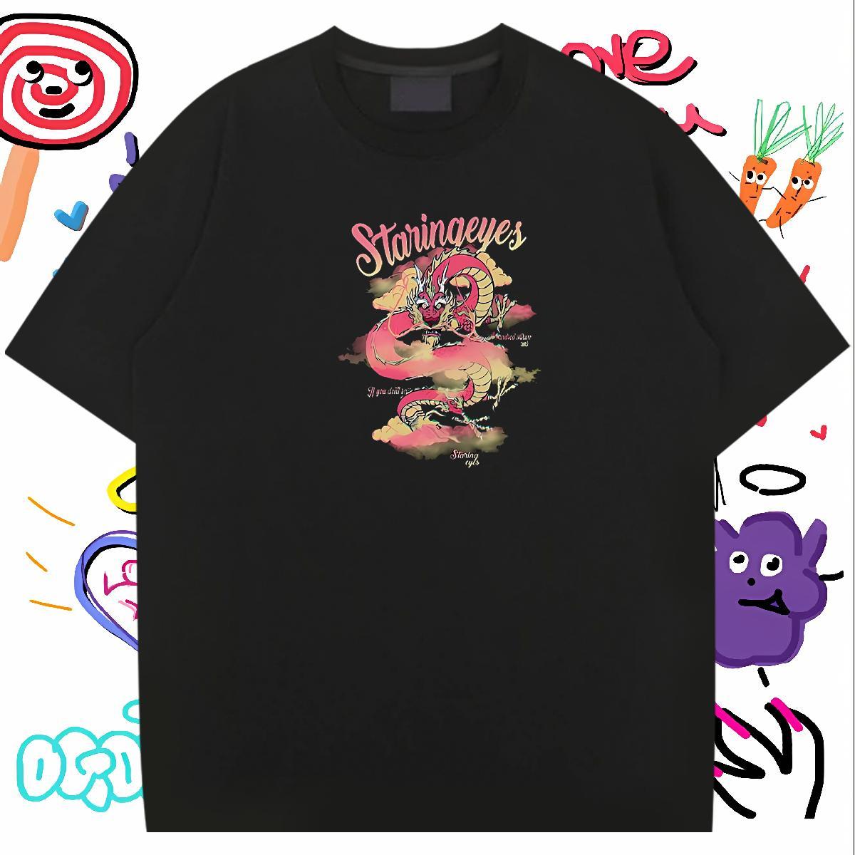 Man T Shirts 230g Pure Cotton dragon Spring Summer Breathable Short Sleeve Plus Size Cartoon Mens Tshirts New Arrival High Quality Tops Tees