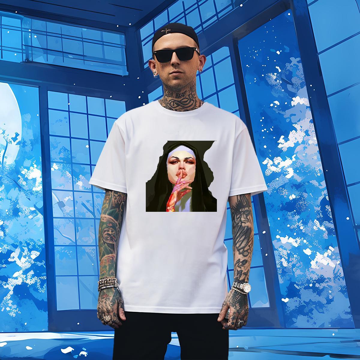 Man T Shirts 230g 100% Cotton nun Outdoor Breathable Crew Neck Anime Print Tshirt for Man Woman Customized Loose Fit Top Tees