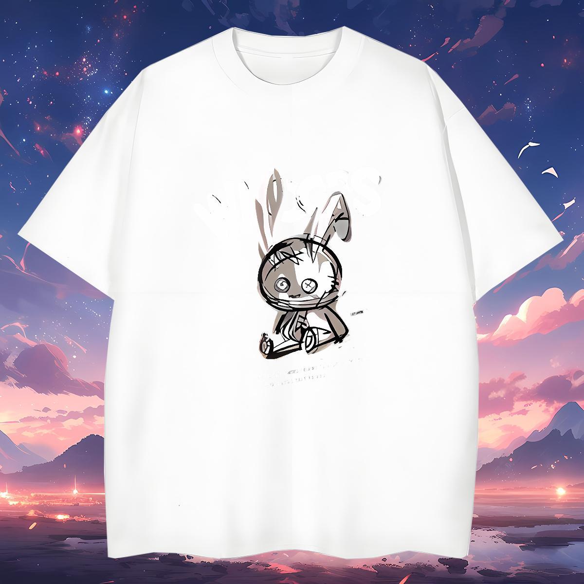Man T Shirts 230g Pure Cotton rabbit Beach Breathable Short Sleeve White Plus Size Men Tees 2024 DIY Popular Polos