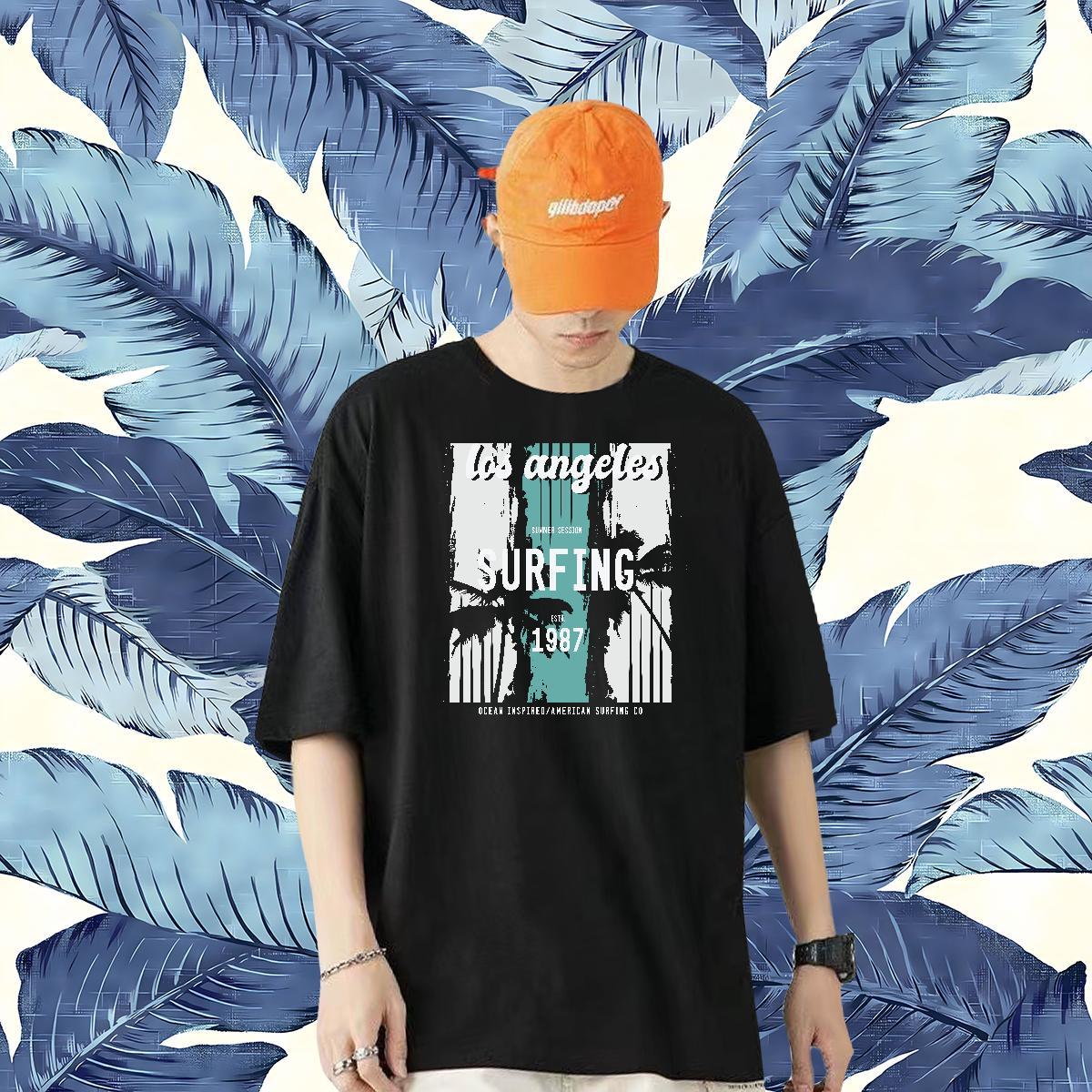 Casual New T-Shirts for Men 230g 100% Cotton tree Summer Casual Tshirts O-Neck Short Sleeve Brand Men Tops Tees DIY Logo Oversized