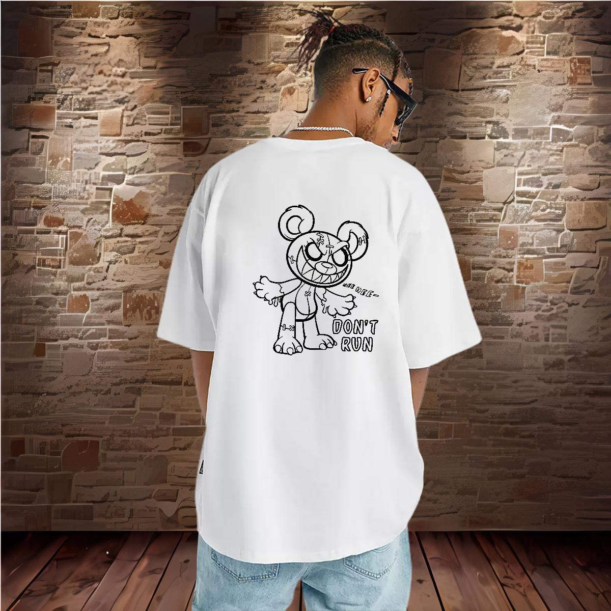 Stylist Man T Shirts 100% Cotton 230g bear Hip Hop Street Tops Shirt Breathable Crew Neck Wholesale Men Tops Tees Custom Print Oversized