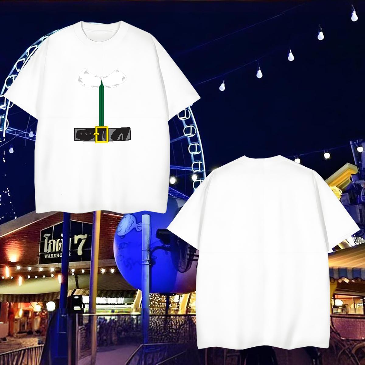 2024 New T-Shirts 230g Cotton Christmas Hip Hop Street Wear Short Sleeve O-Neck Soft Mens Tshirts Oversized