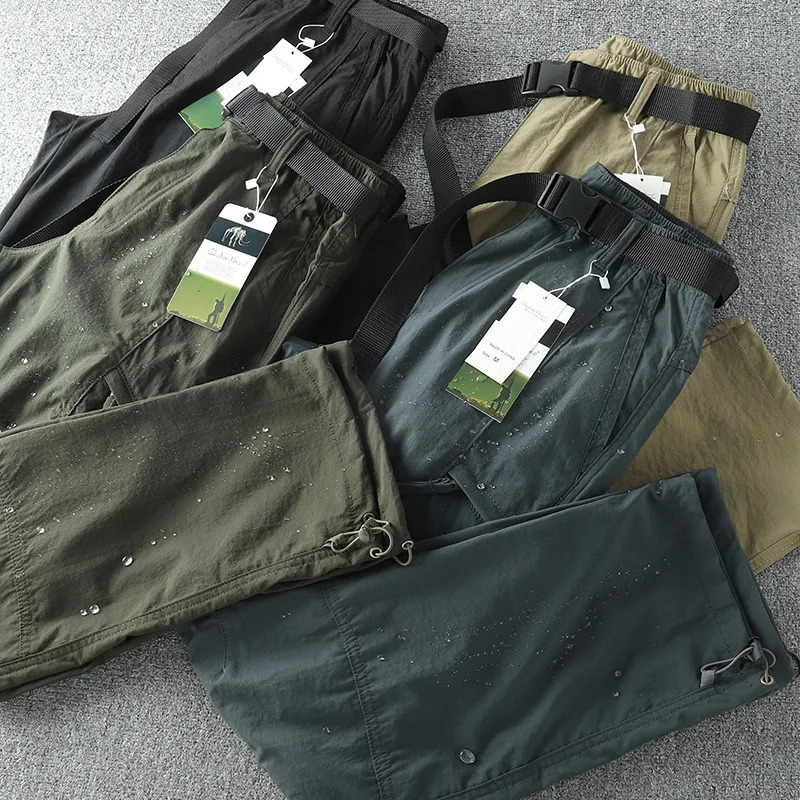 Waterproof pants mens cargo spring and summer quick drying Trouser outdoor sports hiking camping fishing 4XL 240812