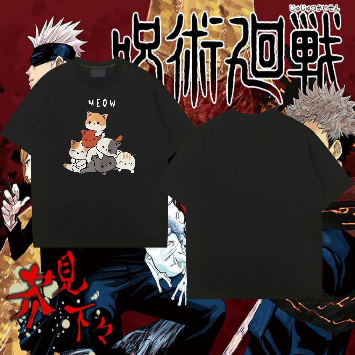 Casual New T shirt 230g Cotton cat Summer Casual Tees Shirts Breathable Soft Brand Tshirt for Man Woman Anime