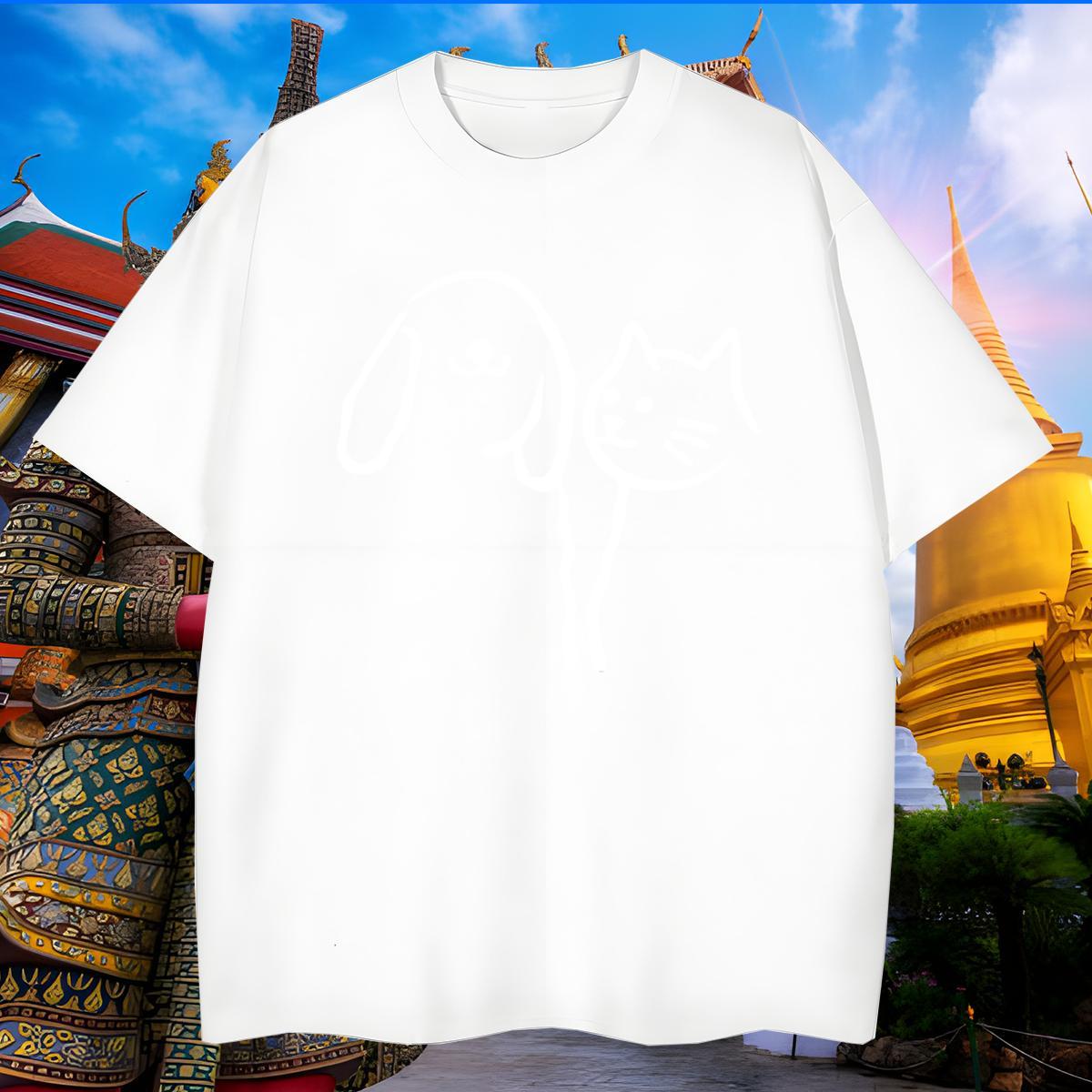 Popular Men Tees 230g 100% Cotton cat Men T Shirts Daily Outfit Short Sleeve O-Neck DIY Anime Factory Direct Tops Tees