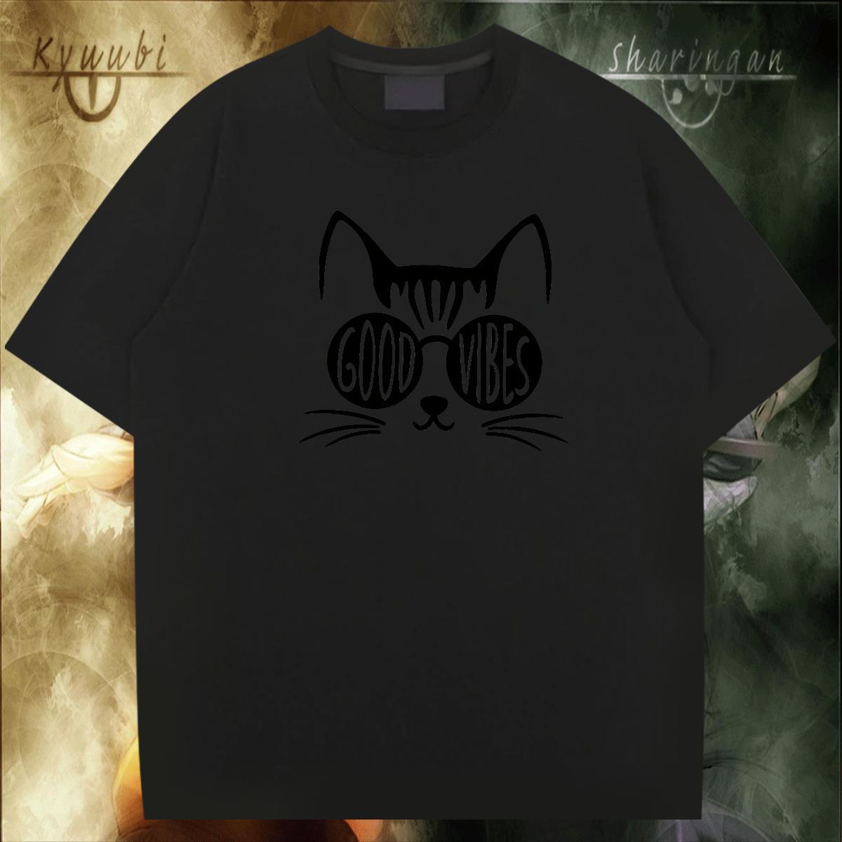 TOP Quality Couples T Shirts 230g Pure Cotton High Street Hip Hop cat Anime Print Breathable Crew Neck 2024 Men T Shirts Clothings