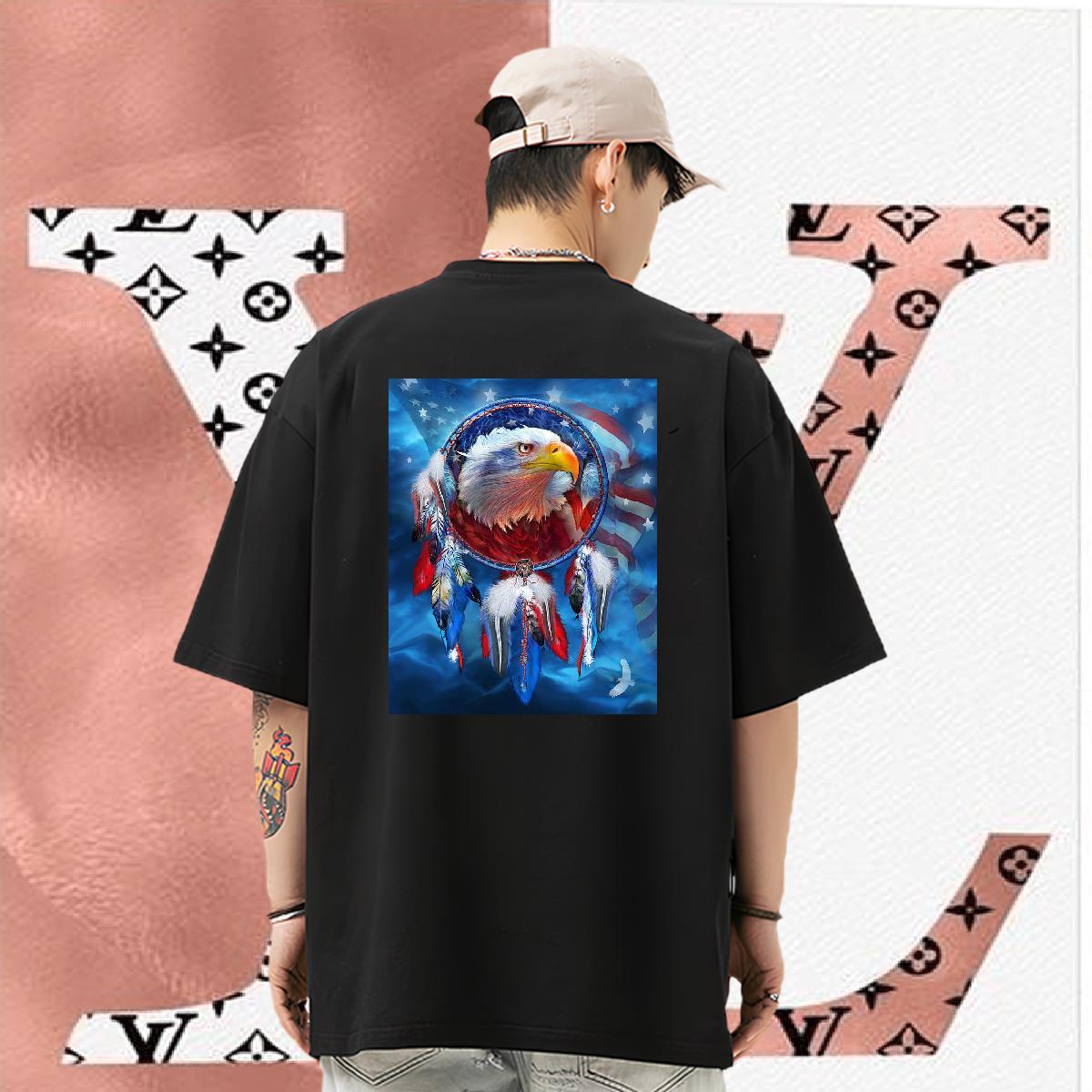 New Arrival T-Shirts 230g 100% Cotton eagle High Street Hip Hop Tops Tees Short Sleeve O-Neck High Quality Tshirts Customized