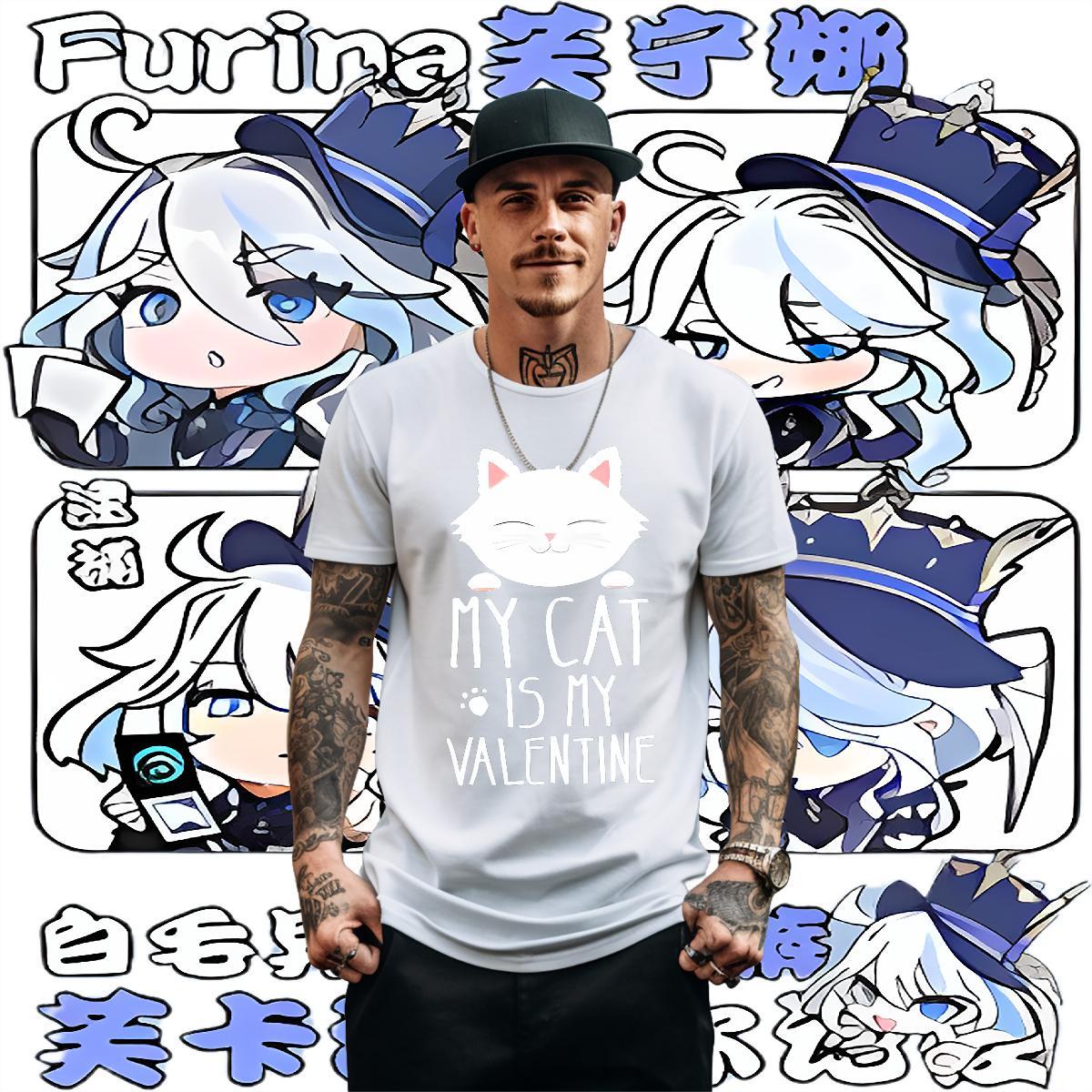 Fashion Casual T-Shirts 100% Cotton 230g cat Hip Hop Tees Shirts Breathable Crew Neck Free Shipping Men Tshirts Cartoon Print