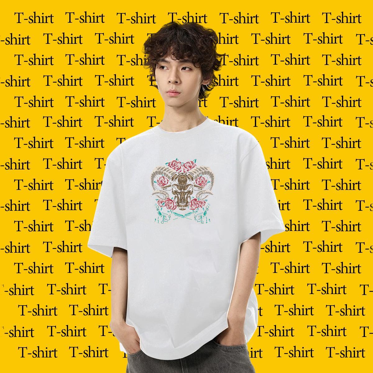 Custom Mens T Shirts 100% Cotton 230g sheep Beach Tops Tees Breathable Soft High Quality Mens Tshirts Cartoon Printing L-4XL
