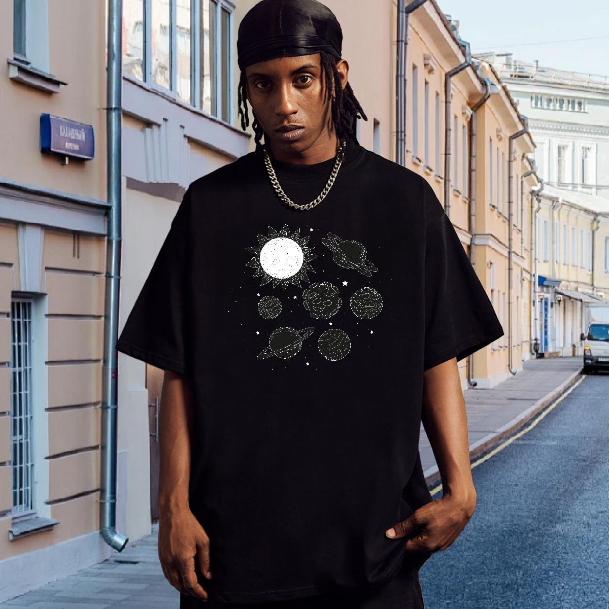 T shirt 230g Cotton planet Street wear Hip Hop Short Sleeve Soft Custom Printed Men Tops Tees DIY Customized Classic Tops Shirt