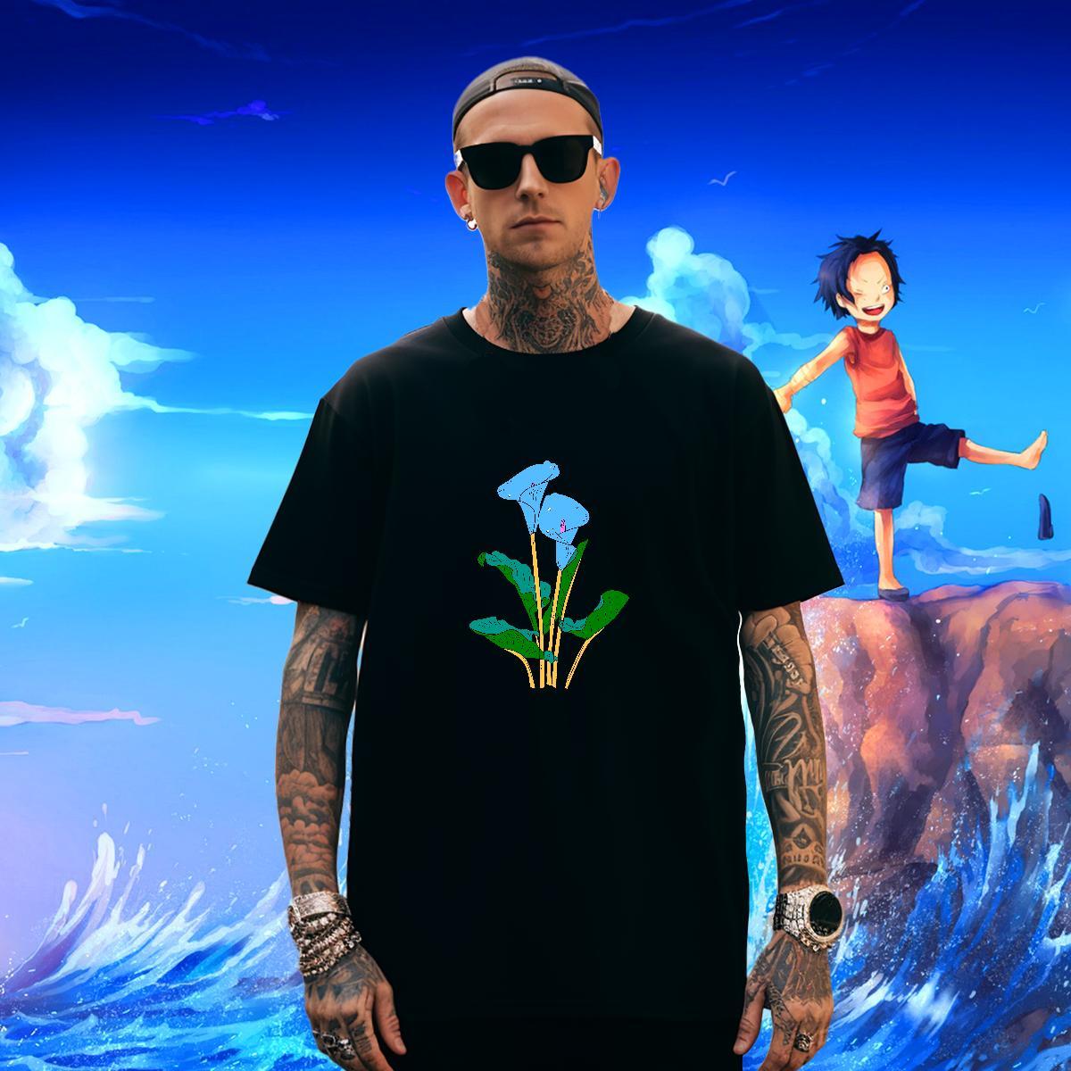 Designer Men Tops Tees 100% Cotton 230g Outdoor flower Floral Print Round Neck Short Sleeve Casual New Men T Shirts Tees Shirts