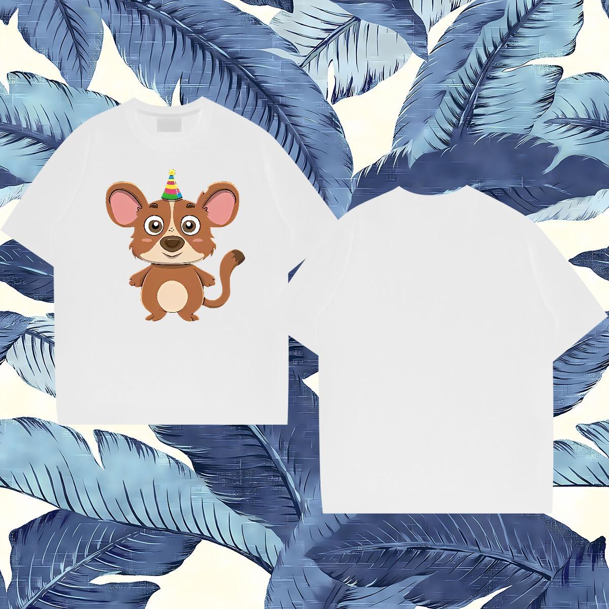 Casual New T-Shirts 230g Pure Cotton mouse Outdoor Tops Shirt O Neck Short Sleeves Comfortable Mens Tshirts Cartoon Print