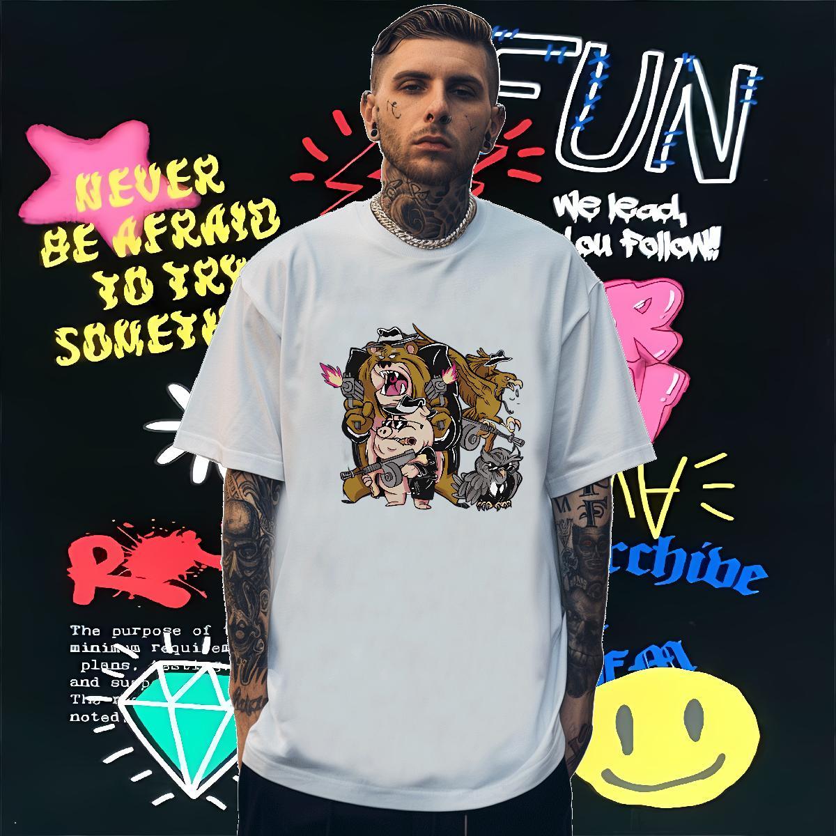 T Shirts Men 100% Cotton 230g Spring Summer Breathable White Plus Size Tshirt for Man Woman Fashion New Cool Tee Shirt