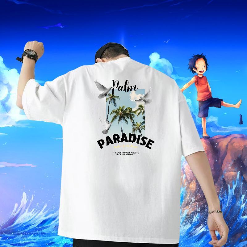 Fashion Design T-Shirts for Men 230g Cotton tree Street Wear Tshirts Breathable Short Sleeve Free Shipping Couples T Shirts Cartoon Printing L-4XL