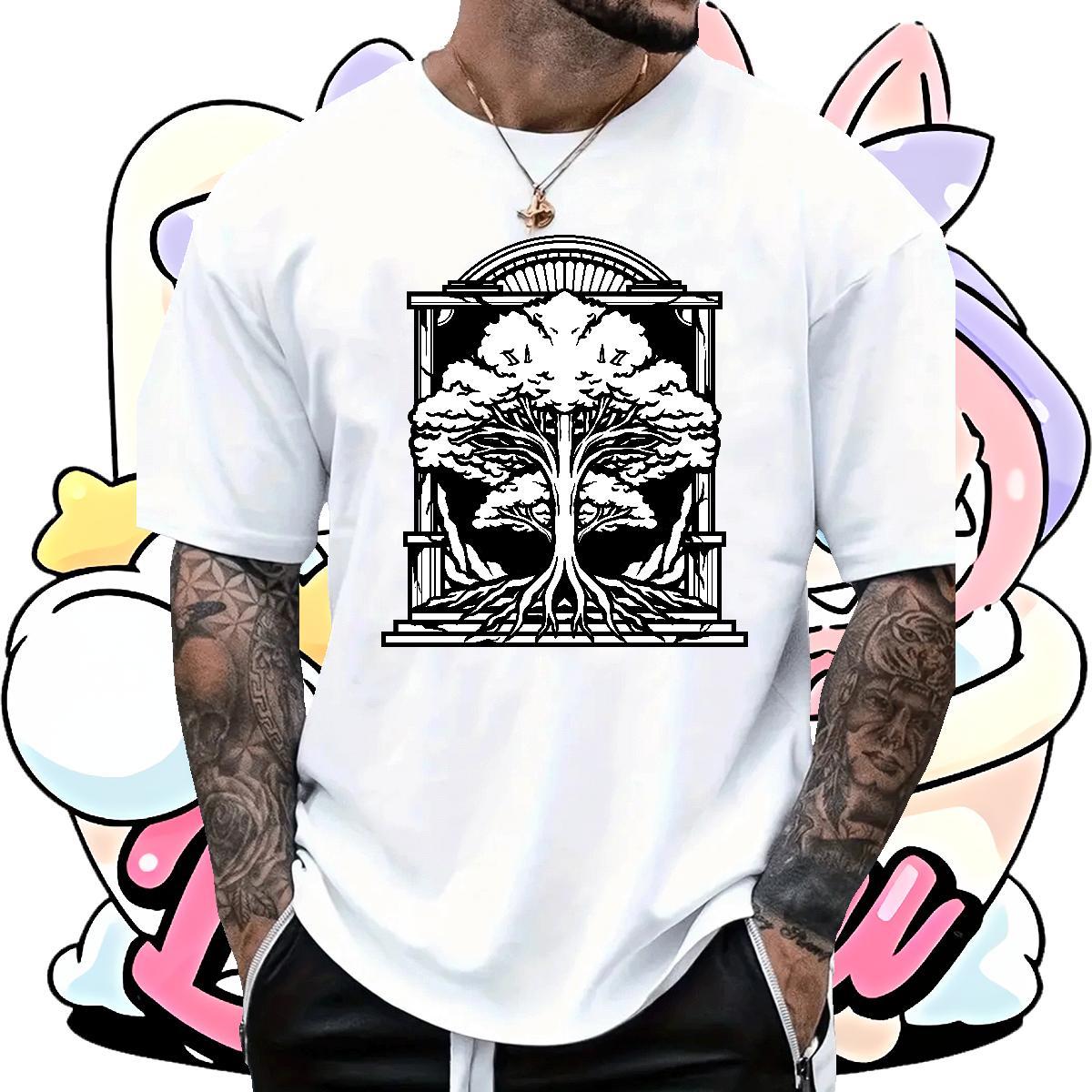 Custom Man T Shirts 230g 100% Cotton tree Casual Daily Wear Tees Shirts Pure Cotton Cool Men Tees Anime Print