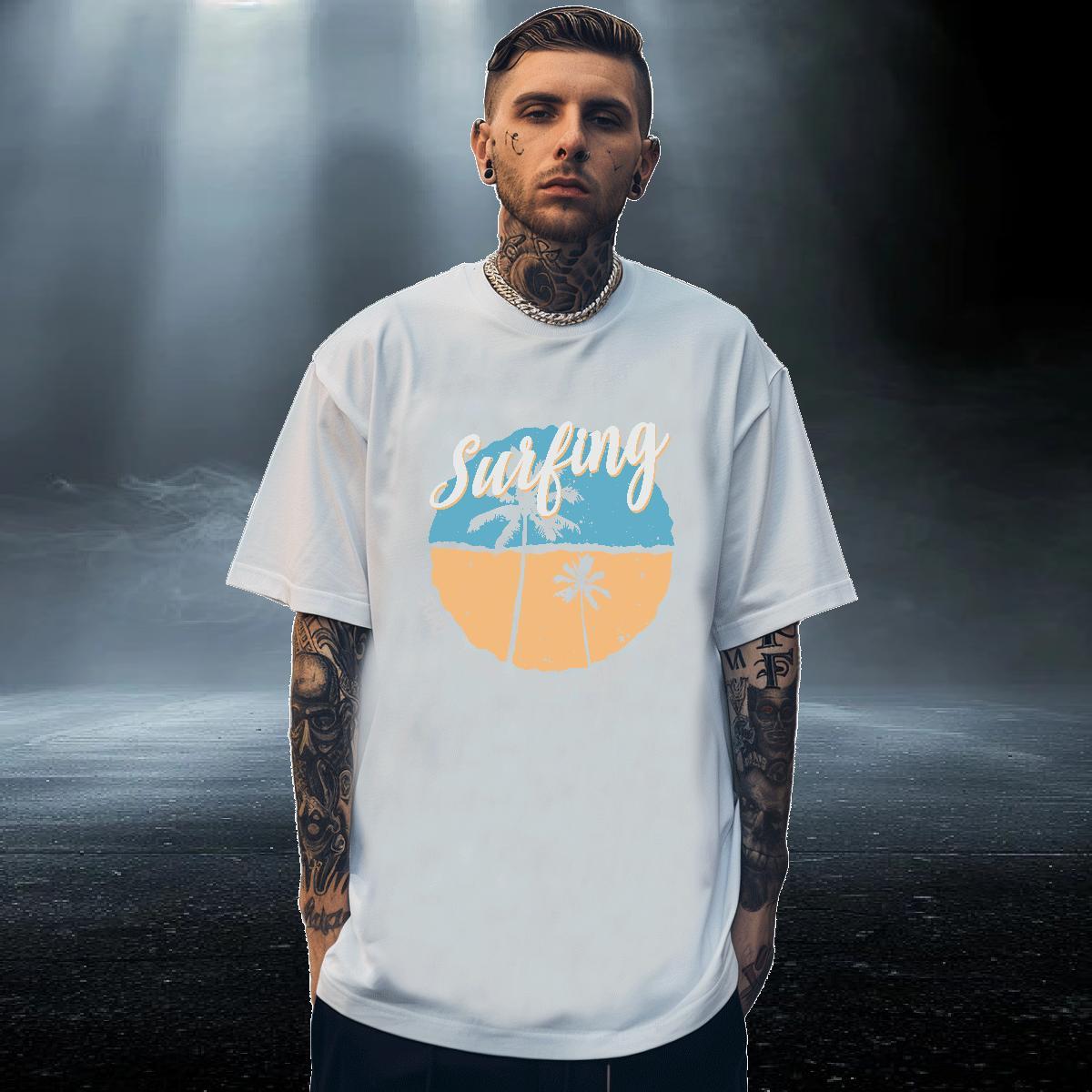 Brand Men Tshirts 100% Cotton 230g Spring Summer tree Cartoon Printing L-4XL Round Neck Short Sleeve DIY Customized Men T Shirts Tees Shirts