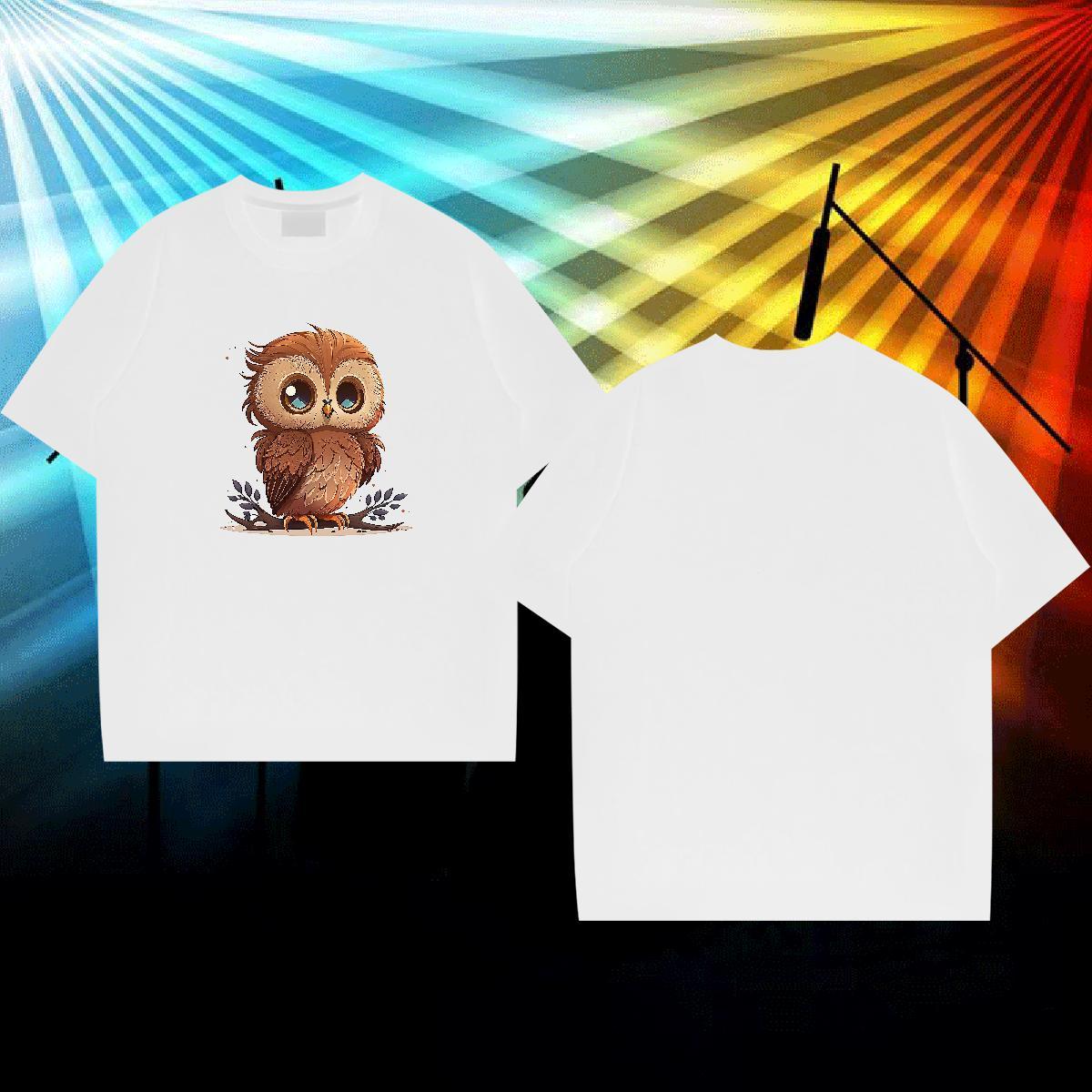 Fashion New Man T Shirts 230g Cotton Owl Anime Printing Street Tops Tees Breathable Short Sleeve Classic Men Clothes T-Shirt Custom Printing