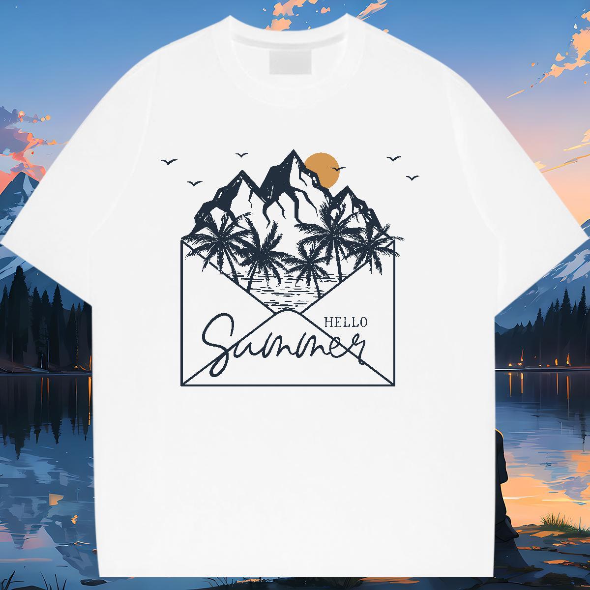 5A T-Shirts for Women Breathable Crew Neck Unisex Tshirts Customized Print sea Home Outdoor 230g Cotton 2024 Top Tees