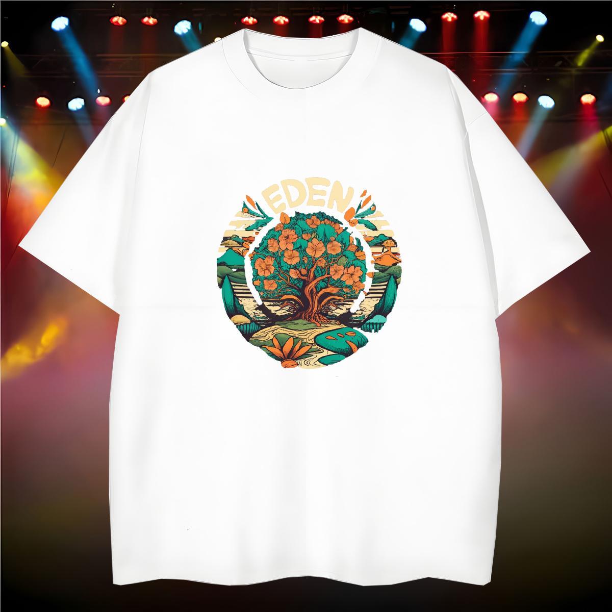 Customized T shirt 100% Cotton 230g flower Daily Outfit Top Tees Breathable Short Sleeve Soft Men Tshirts White Plus Size