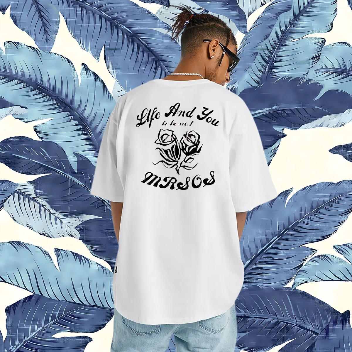 Fashion Mens T Shirts 230g Cotton ROSE Daily Outfit Wear Crew Neck Breathable TOP Quality Men Tops Tees White Plus Size