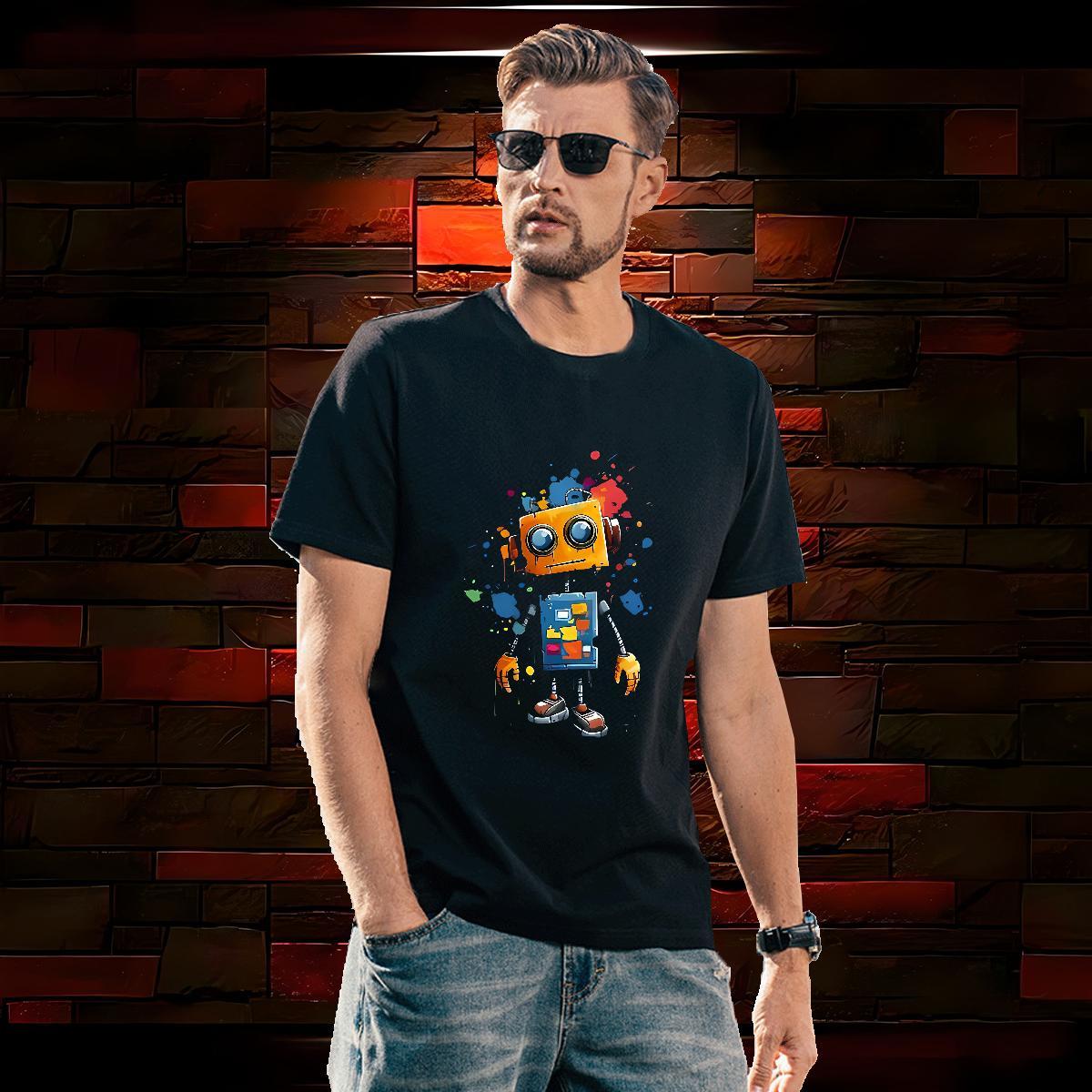 T-Shirts for Men 230g Pure Cotton painting Street wear Hip Hop Breathable Soft Custom Big Size Tshirts DIY Customized Loose Fit Top Tees