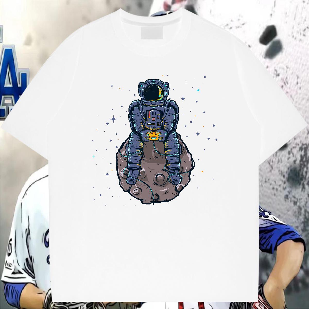 T-Shirts 100% Cotton 230g universe Home Outdoor Breathable Soft Cartoon Printing L-4XL Men Tshirts DIY Customized High Quality Tees Shirts