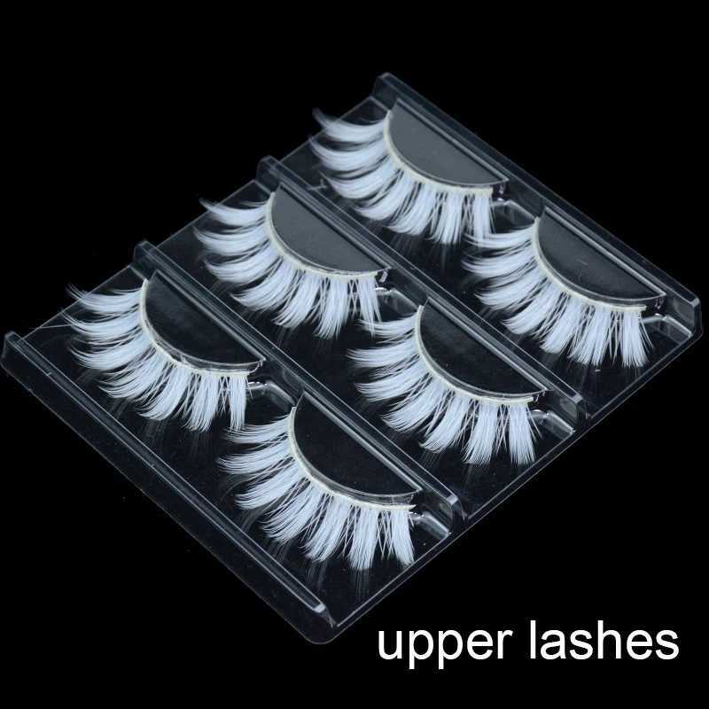 3 pairs of fluffy lace white eyelashes 3D natural color artificial vegan silk eyelashes for role-playing Halloween makeup party W240803