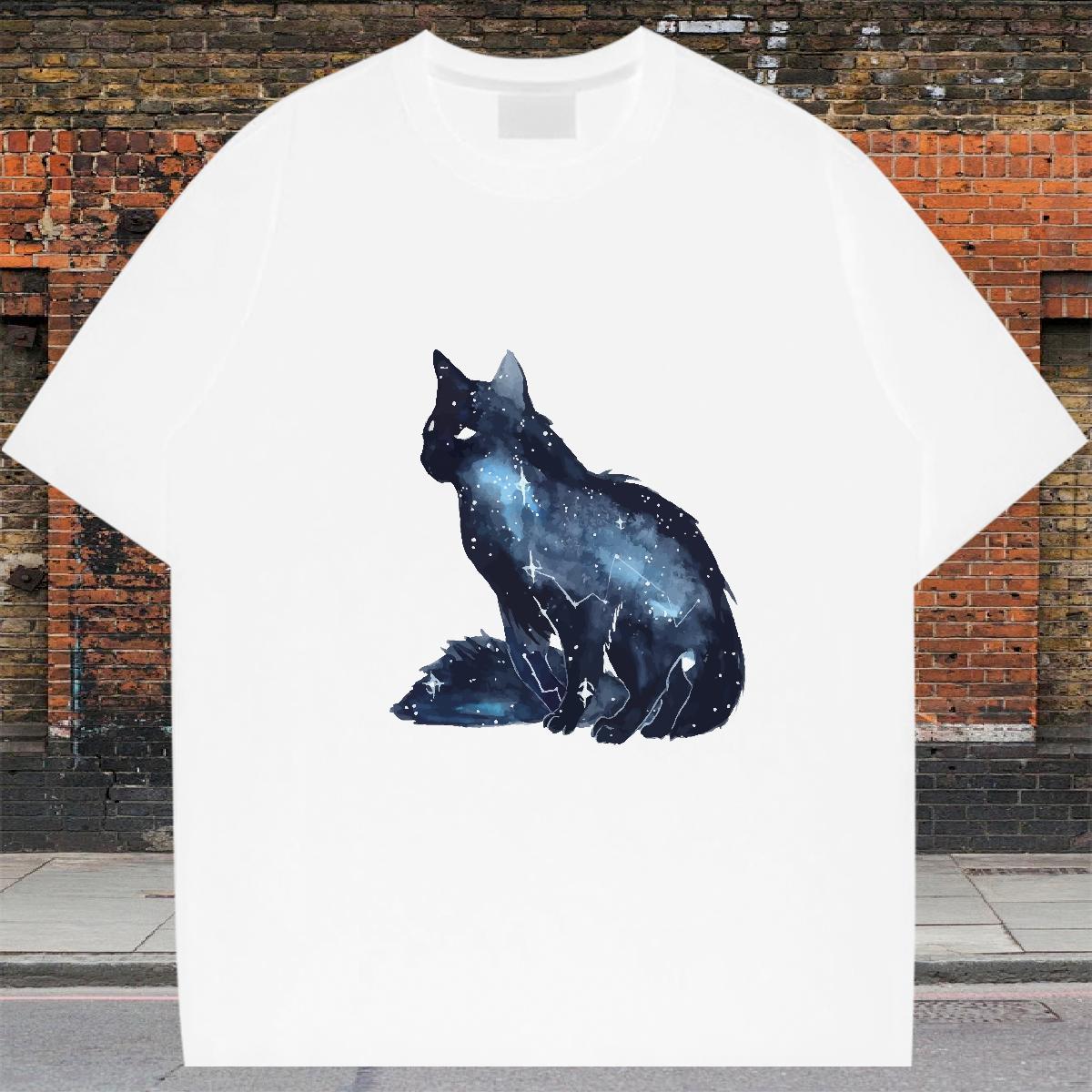 Designer Couples T Shirts 230g Cotton Spring Summer cat DIY Anime Breathable Short Sleeve Customized Mens T Shirts Tees