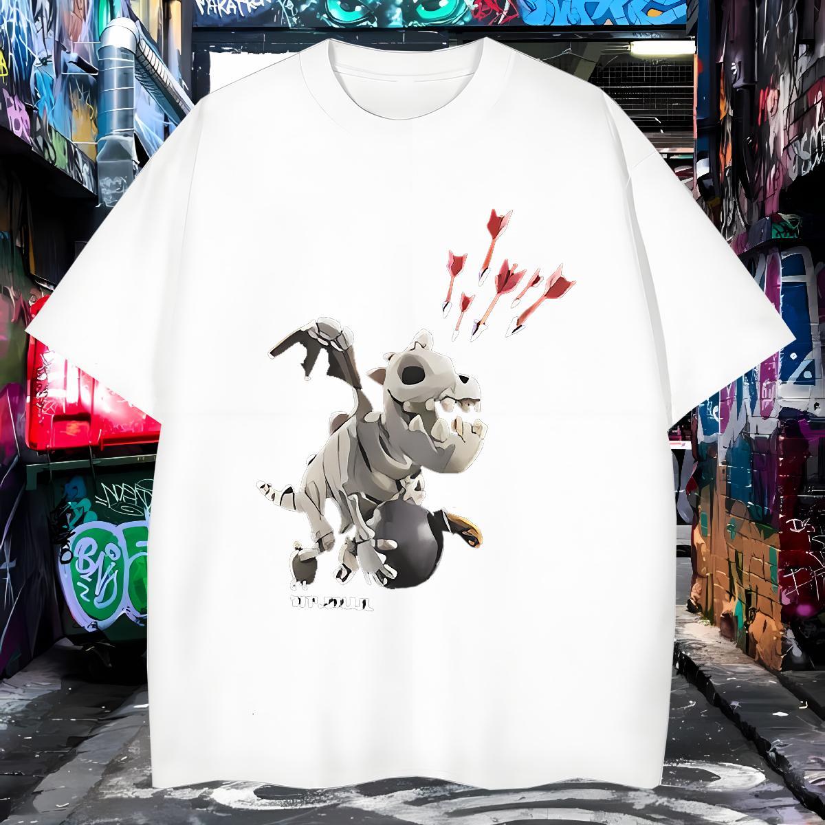 Mens T Shirts 230g Cotton dinosaur Casual Beach Breathable Crew Neck Anime Print Men Tshirts Wholesale High Quality Tops