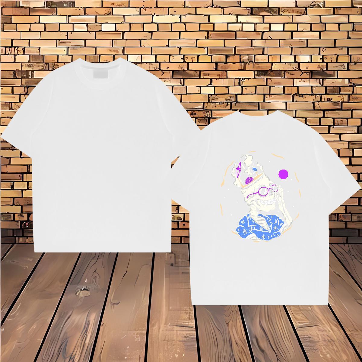 2024 Man T Shirts skull Wear 100% Cotton 230g High Street Hip Hop Designer Custom Printed Short Sleeve O-Neck Men Tops Tees