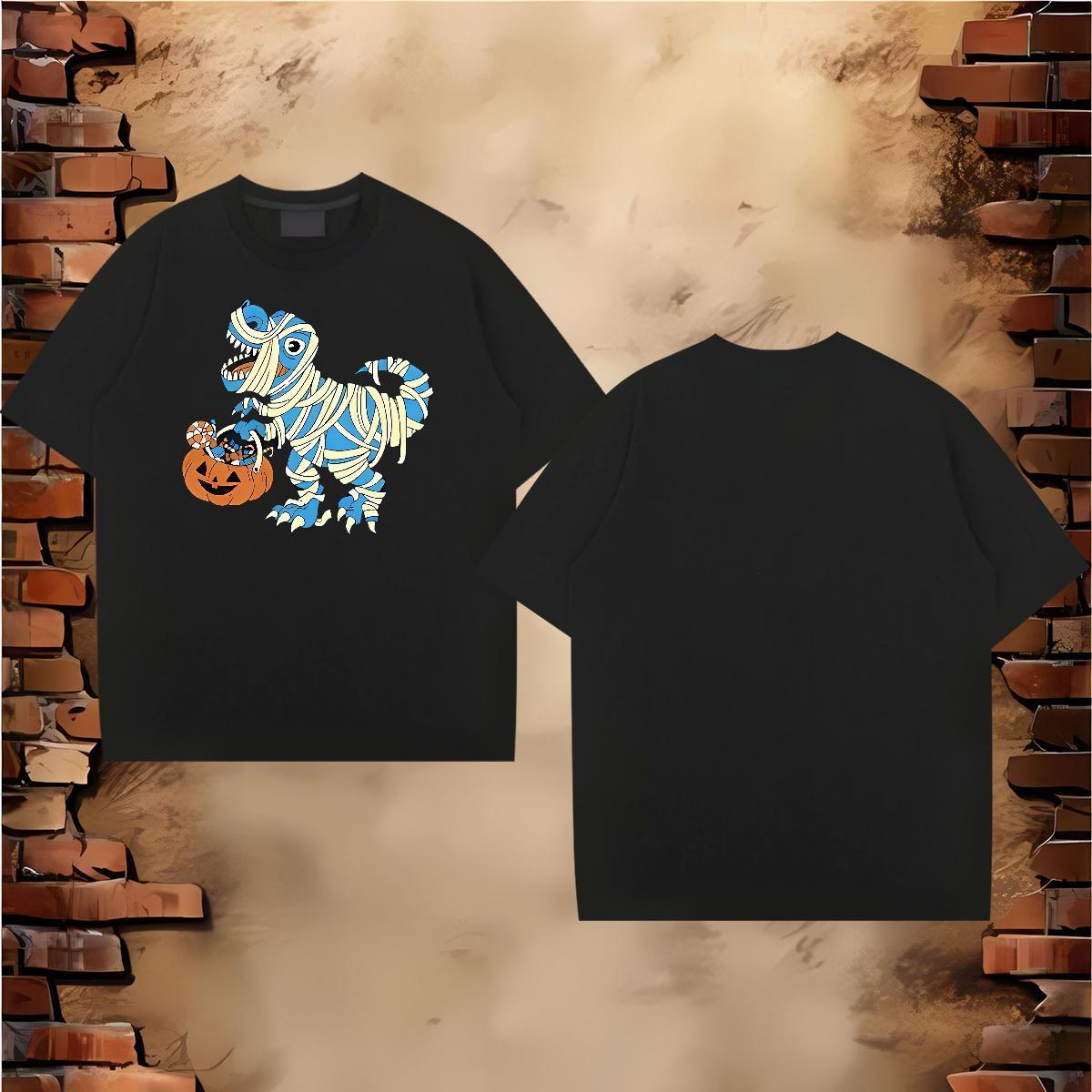 Custom T-Shirts for Men 230g Cotton halloween High Street Hip Hop Tee Shirt Short Sleeve Soft Cool Men Clothes T-Shirt DIY Printed