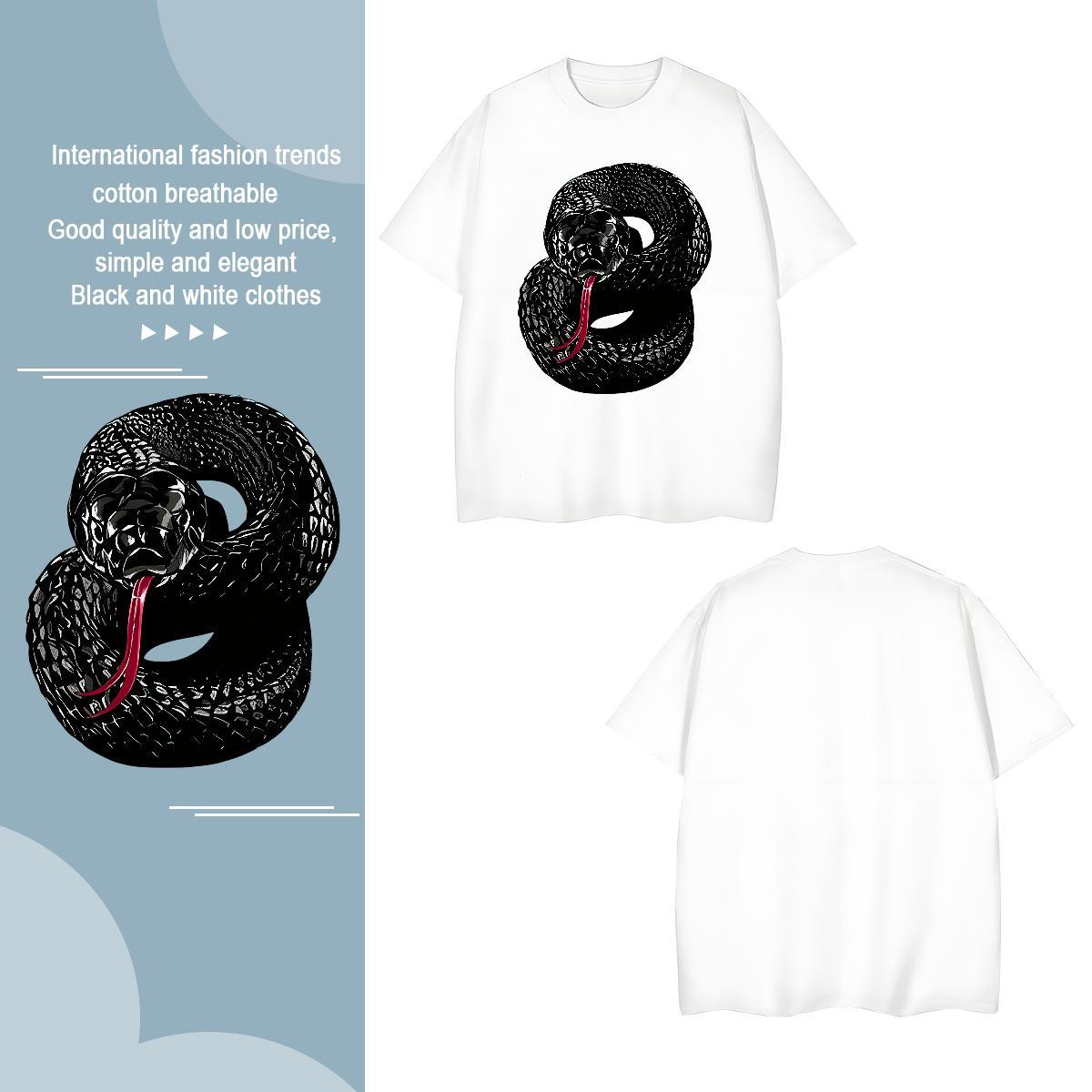 Free Shipping Men Tops Tees 230g 100% Cotton snake Mens T Shirts Summer Casual Short Sleeve O-Neck Custom Printing 2024 Wear