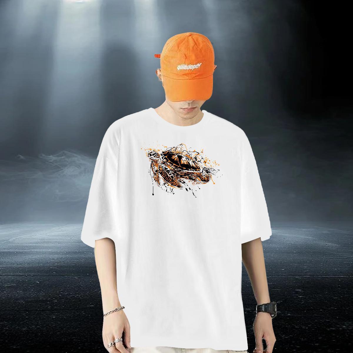 Customized Man T Shirts 100% Cotton 230g tortoise Casual Daily Wear Tops Breathable Crew Neck Designer Tshirts Black White
