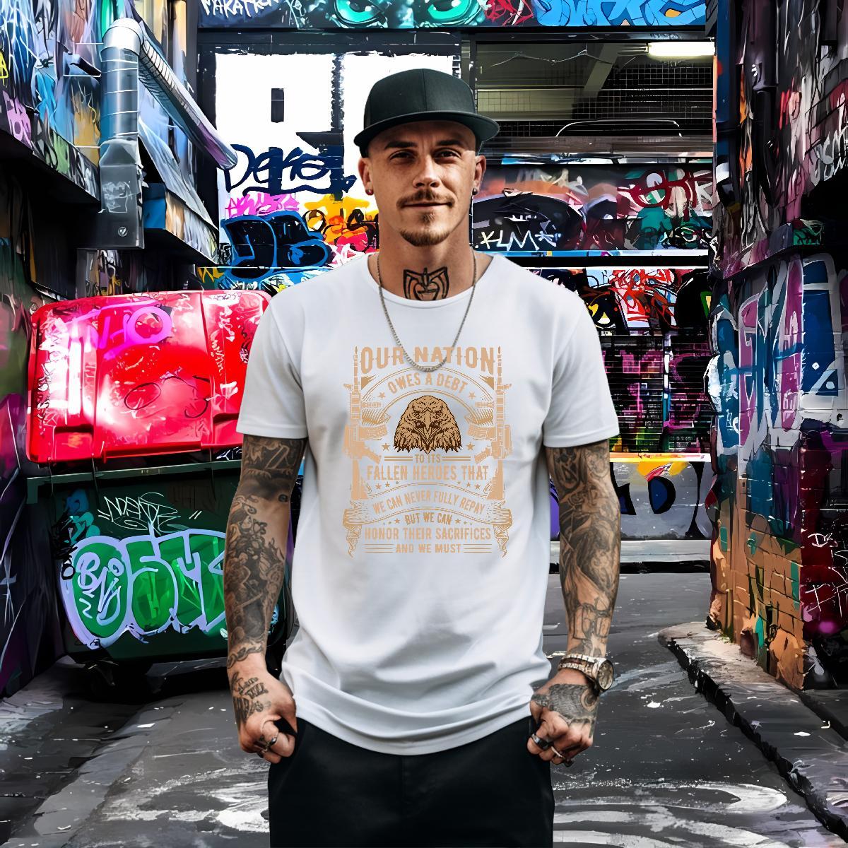 Wholesale T Shirts Men 230g Cotton eagle Casual Clothings Breathable Short Sleeve TOP Quality Men Tees Cartoon Print