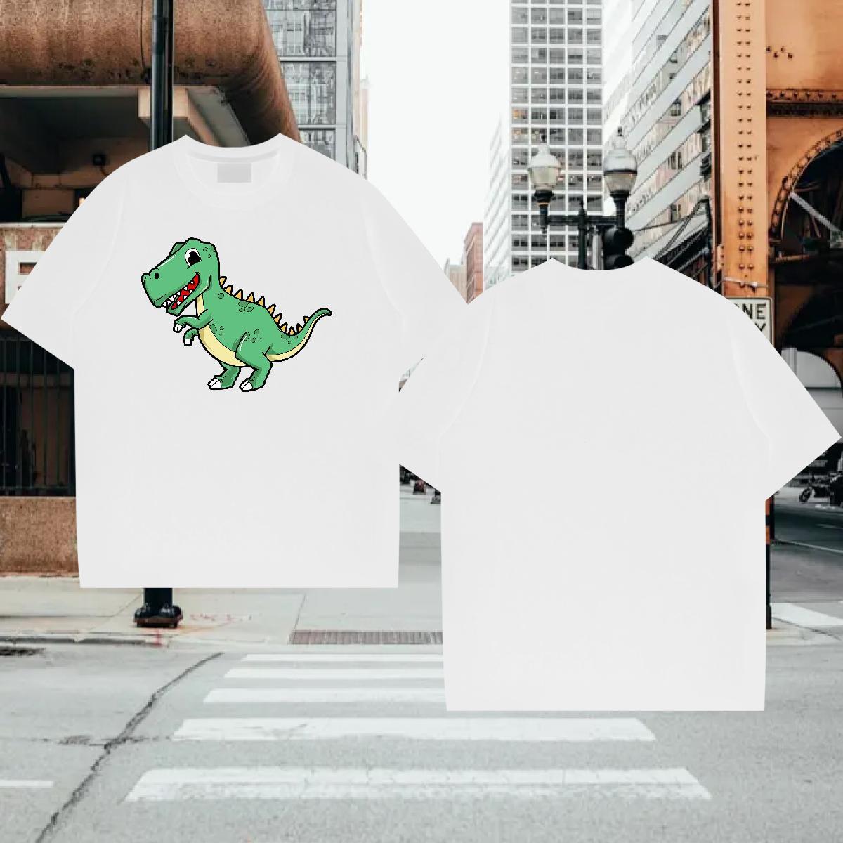 T-Shirts for Men 230g Pure Cotton dinosaur Sports Casual Breathable Floral Print Men Tees New Designer Free Shipping Clothes