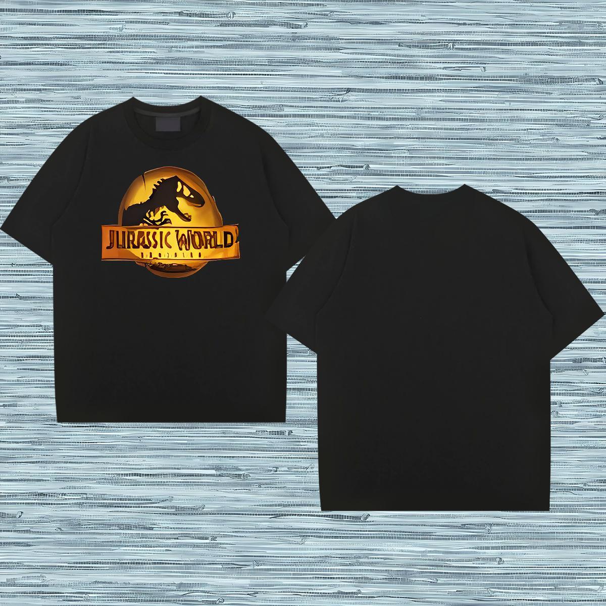 2024 Summer T Shirts Men 100% Cotton 230g dinosaur Street Casual Clothes Crew Neck Cool Design Men Tshirts Custom Cartoon