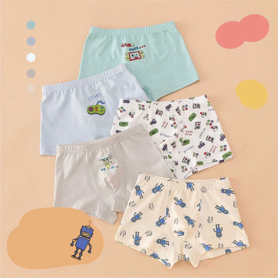 5 pairs of childrens underwear boys flat cornered baby four cornered childrens shorts boys cotton unedited PPW240715
