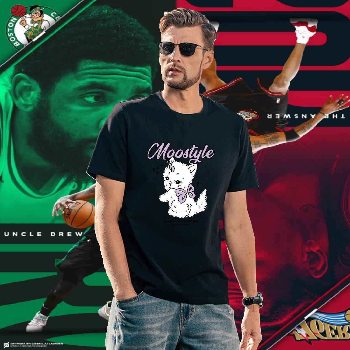 Cool Men Tshirts 230g Pure Cotton cat Man T Shirts High Street Hip Hop Breathable Soft Custom Print Plus Size Fashion Tops Tees